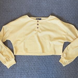 Yellow Long Sleeve Cropped Sweater